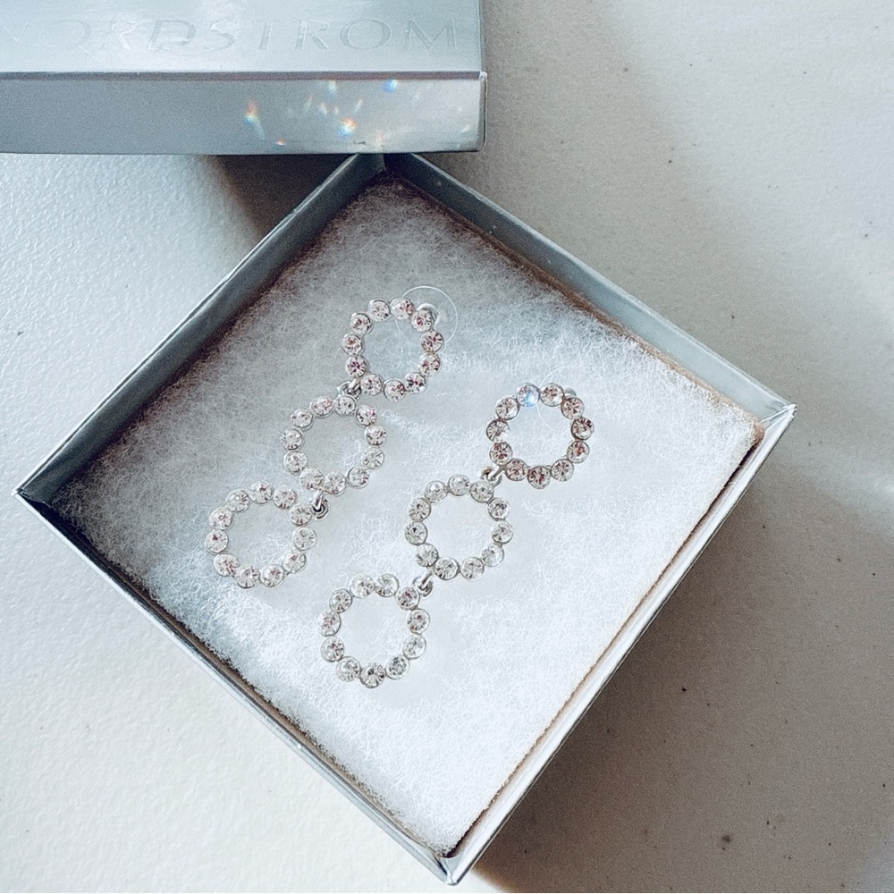 Urban Outfitters Elegant Silver Crystal Hoop Earrings